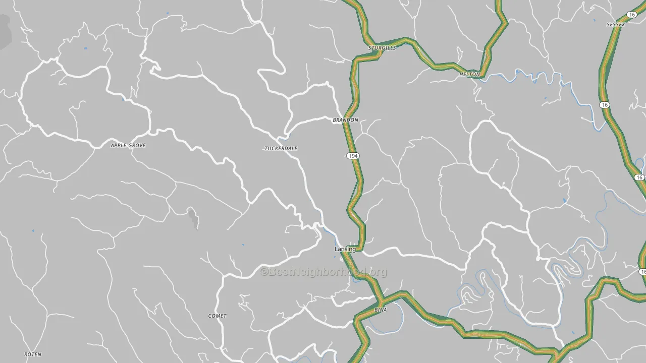 Lansing, NC Map of Noise Levels in Lansing