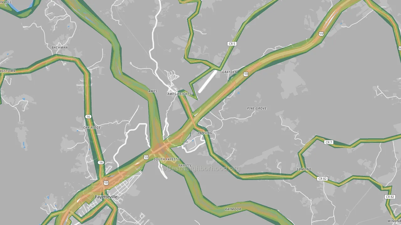 Lansing, WV Map of Noise Levels in Lansing
