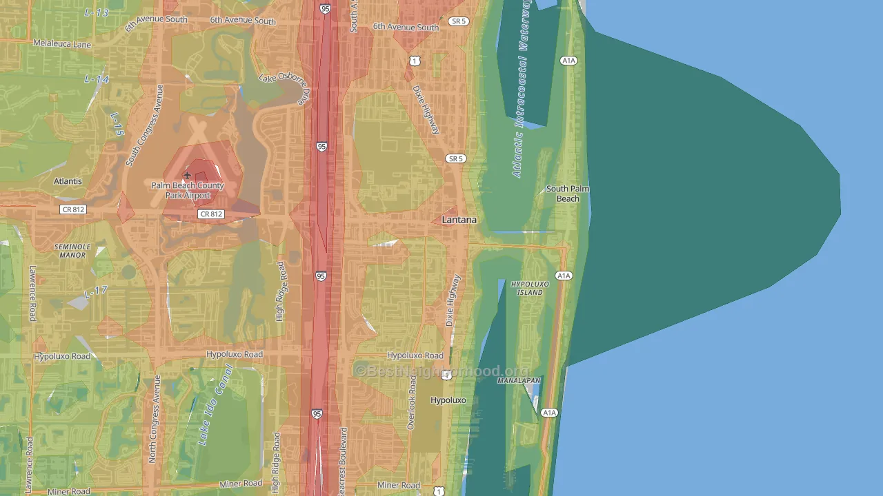 Lantana, FL Map of Noise Levels in Lantana