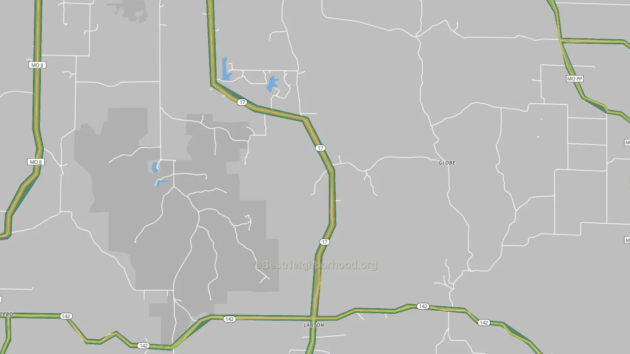 Lanton, MO Map of Noise Levels in Lanton