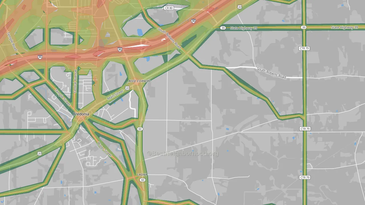 Laona, NY Map of Noise Levels in Laona