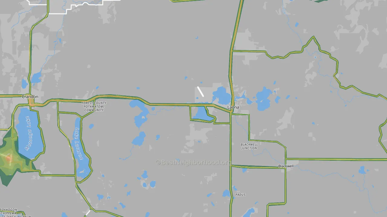 Laona, WI Map of Noise Levels in Laona