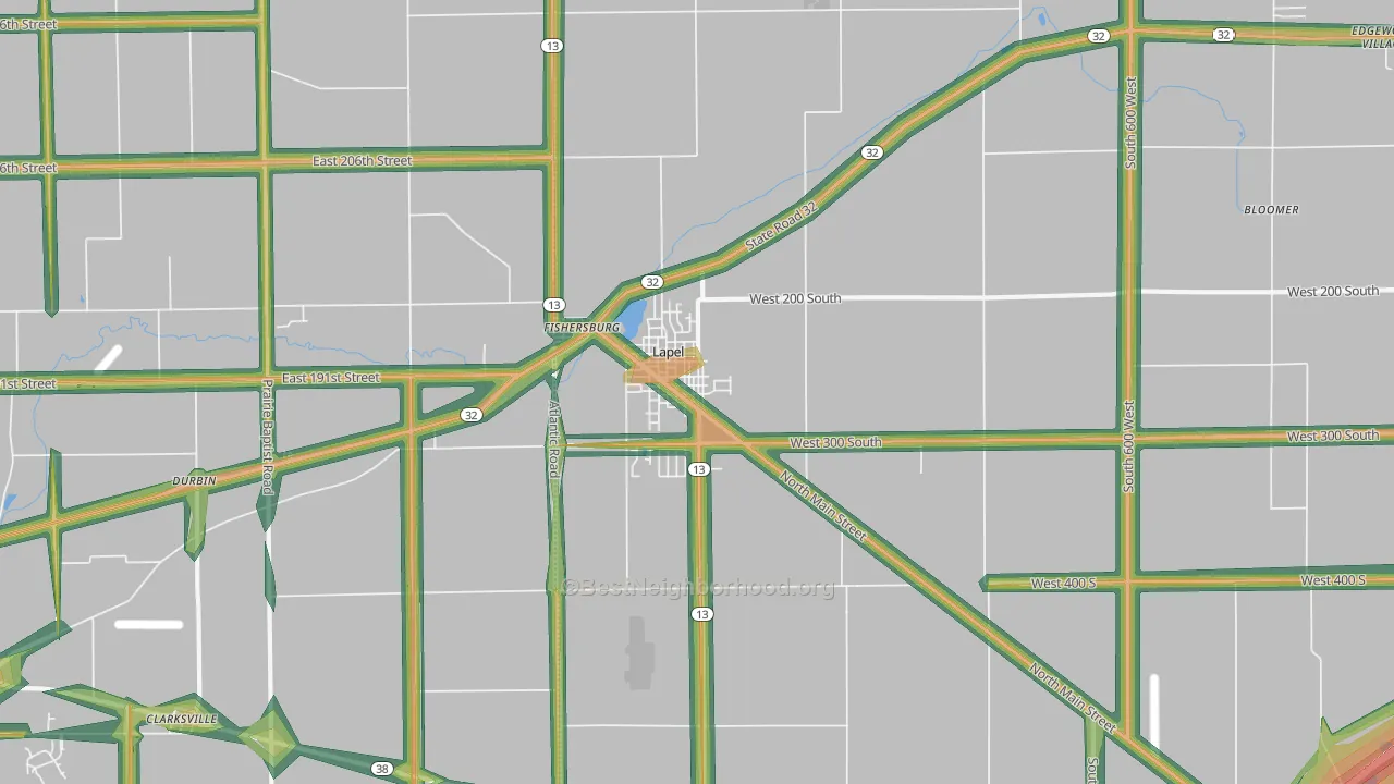 Lapel, IN Map of Noise Levels in Lapel