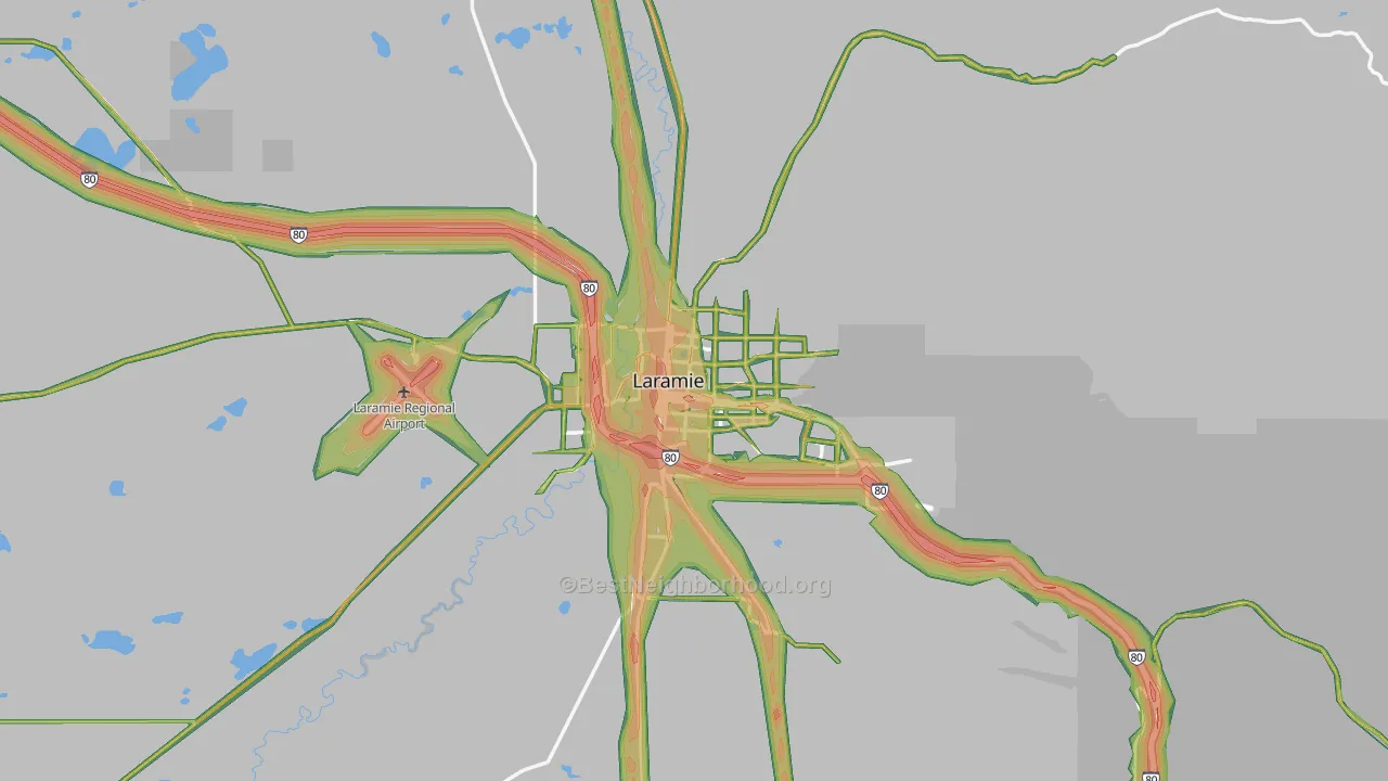 Laramie, WY Map of Noise Levels in Laramie