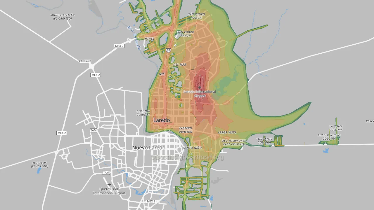 Laredo, TX Map of Noise Levels in Laredo