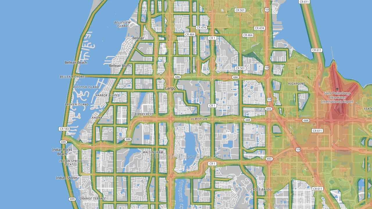 Largo, FL Map of Noise Levels in Largo
