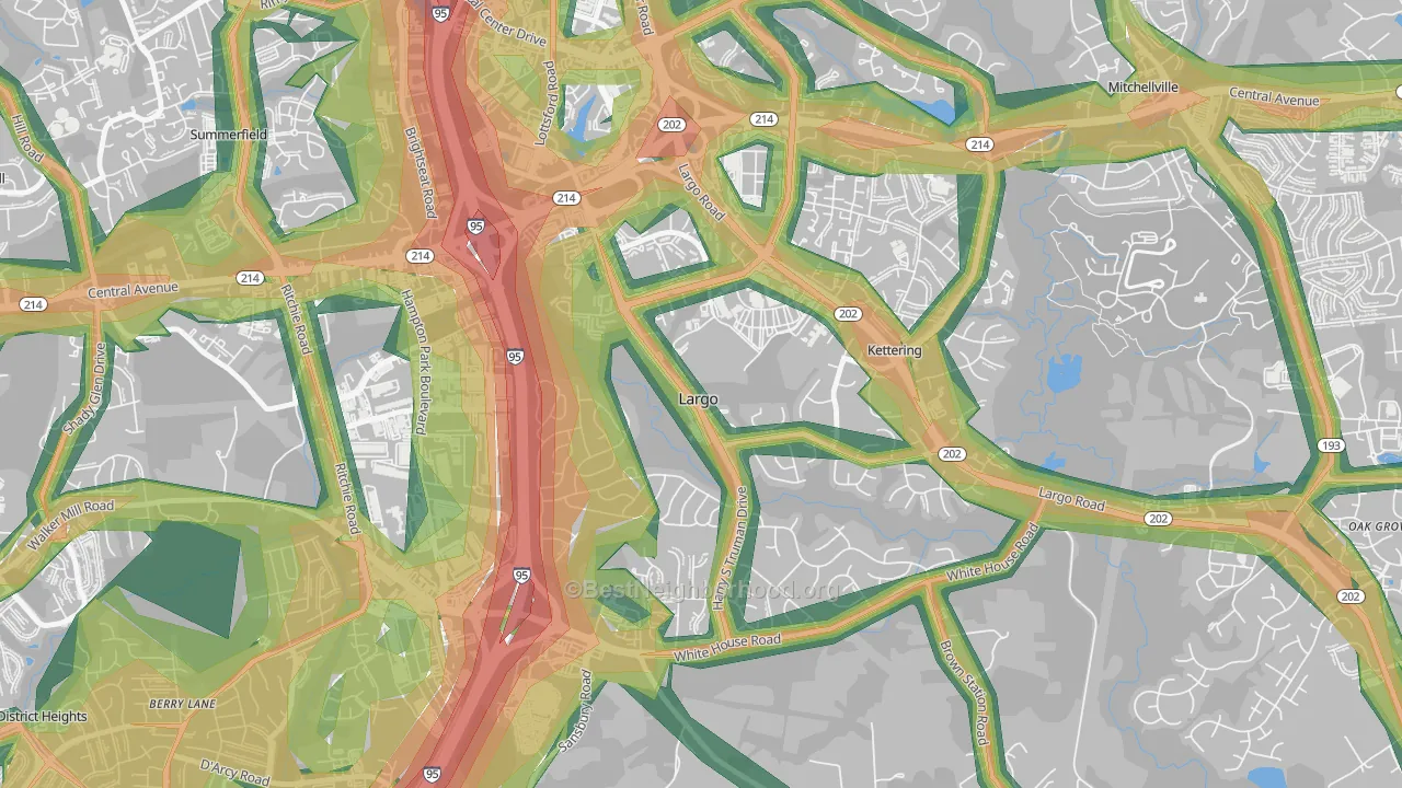 Largo, MD Map of Noise Levels in Largo