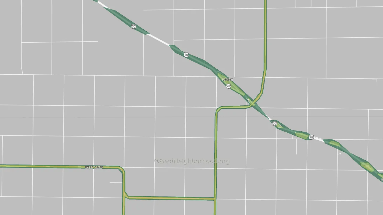 Lariat, TX Map of Noise Levels in Lariat