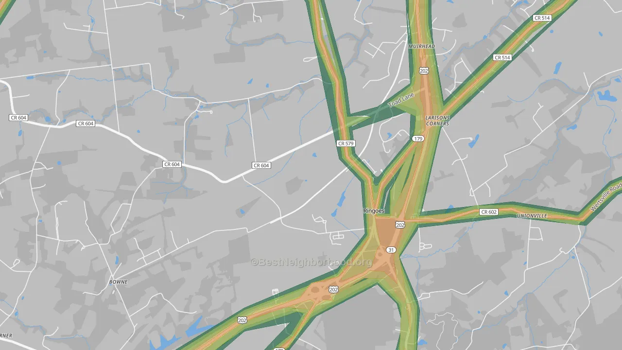 Larisons Corner, NJ Map of Noise Levels in Larisons Corner