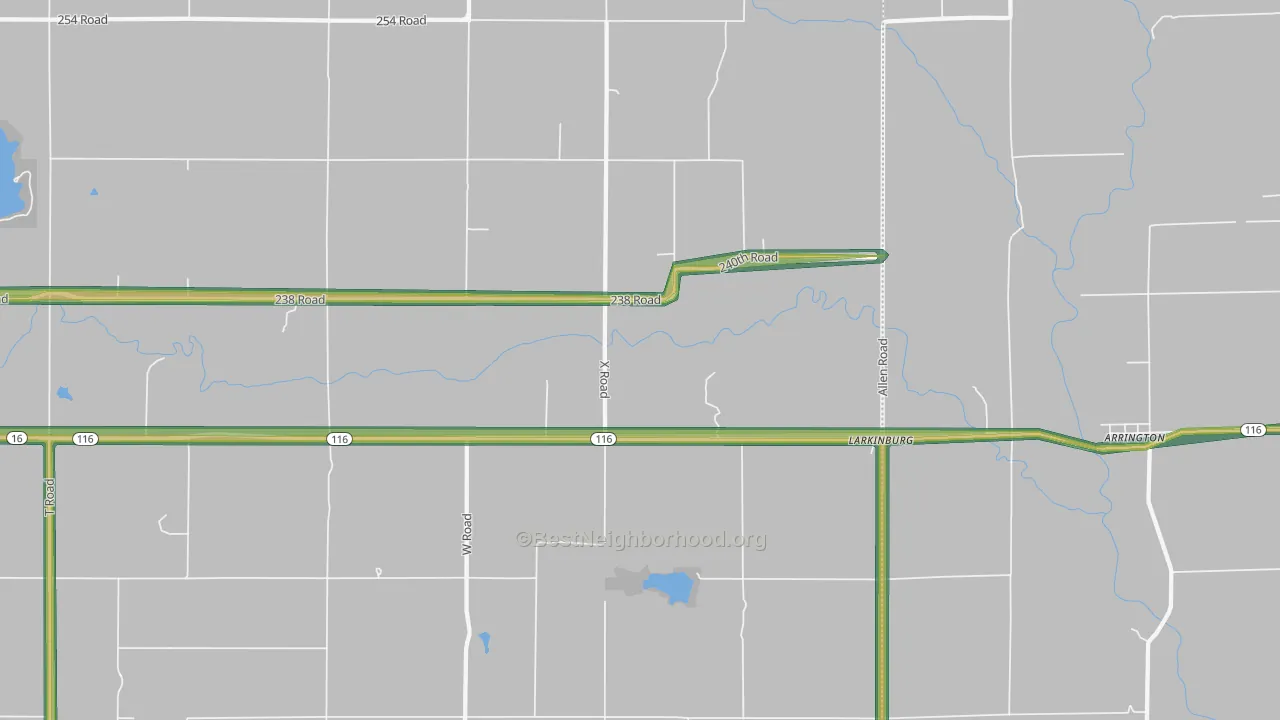 Larkinburg, KS Map of Noise Levels in Larkinburg