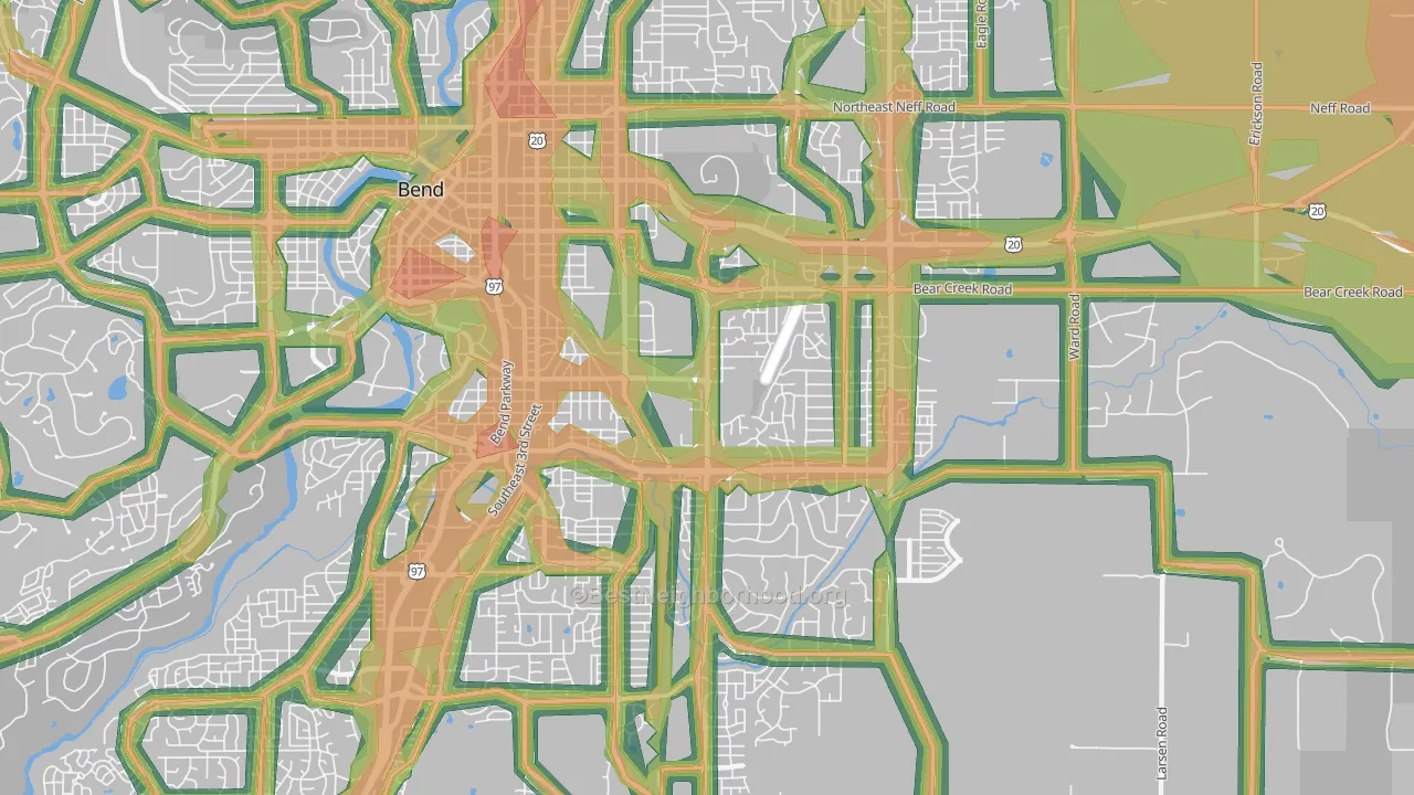 Larkspur, Bend, OR Map of Noise Levels in Larkspur