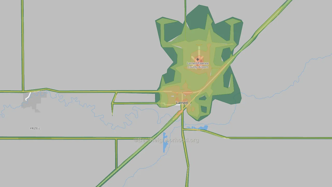 Larned, KS Map of Noise Levels in Larned