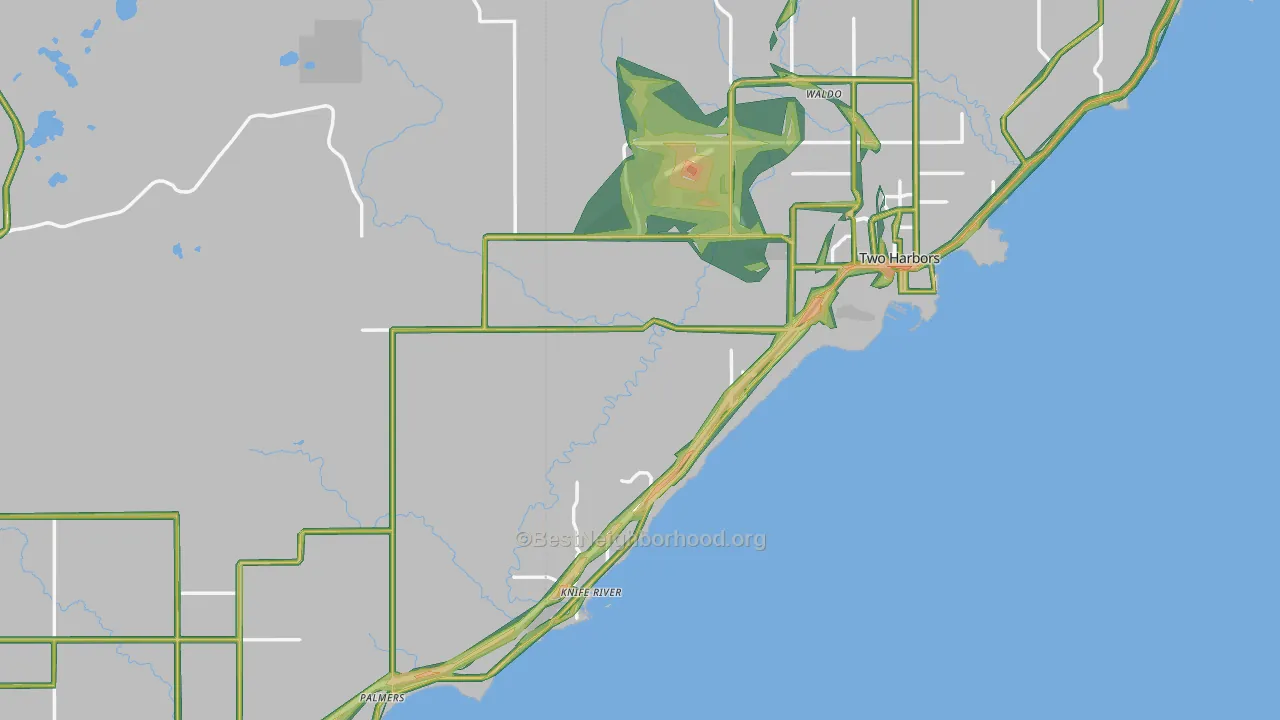 Larsmont, MN Map of Noise Levels in Larsmont