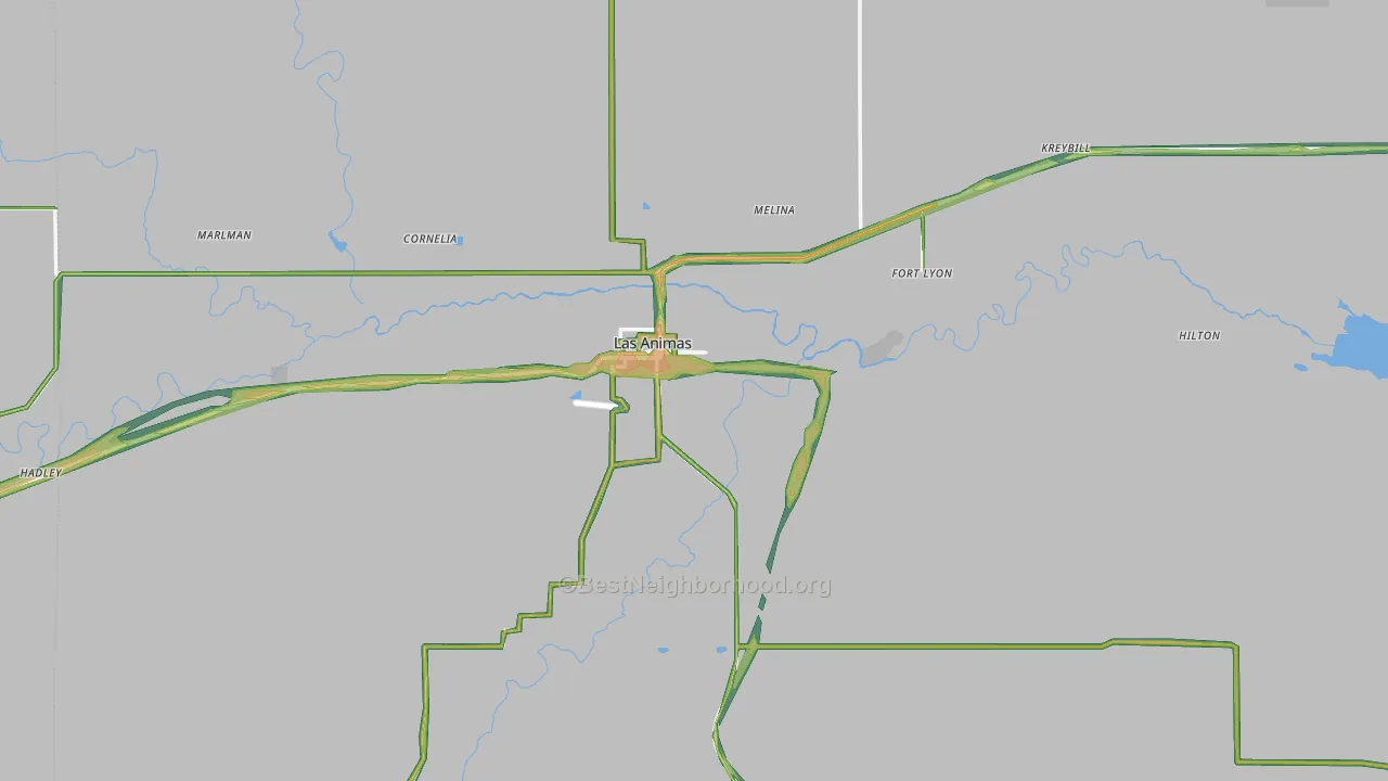 Las Animas, CO Map of Noise Levels in Las Animas