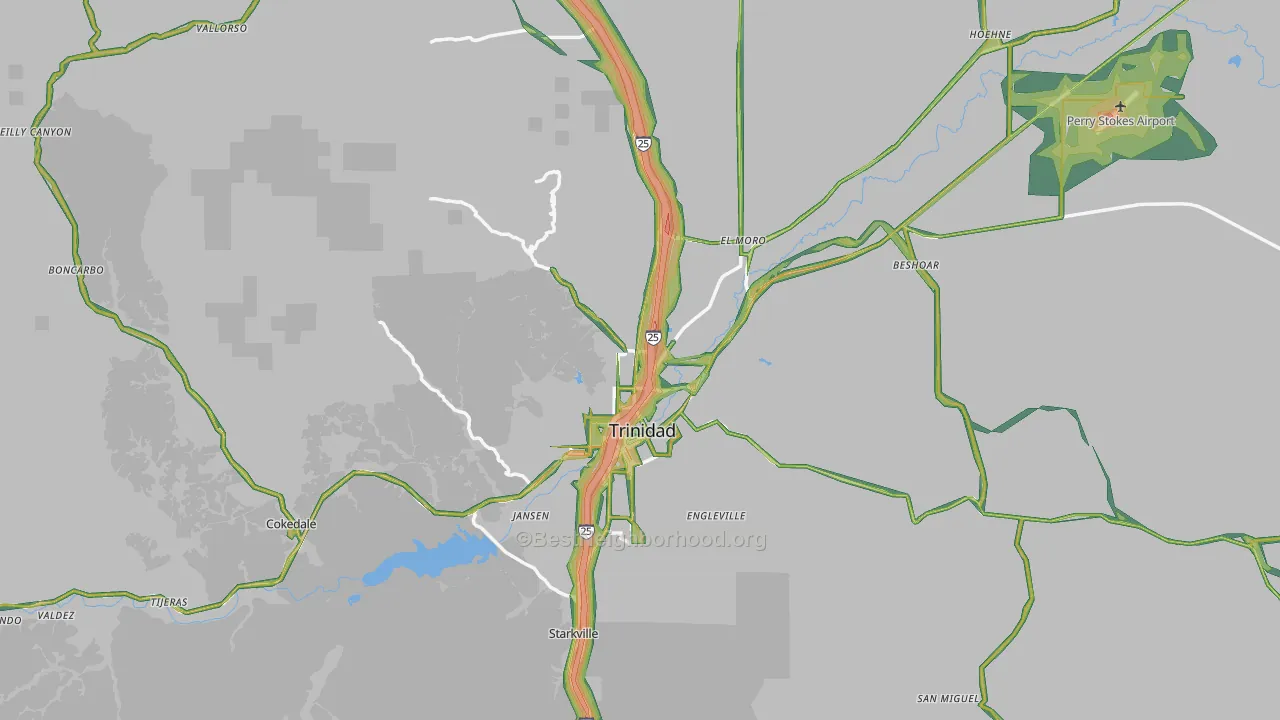Las Animas County, CO Map of Noise Levels in Las Animas County
