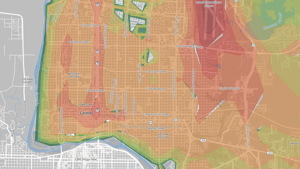 Las Lomas, Laredo, TX Map of Noise Levels in Las Lomas