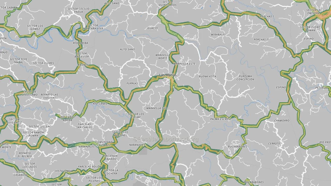 Las Marias Municipio, PR Map of Noise Levels in Las Marias Municipio