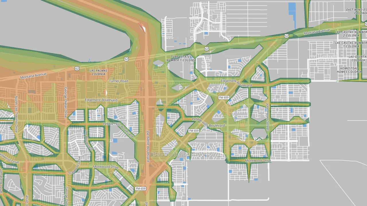 Las Tierras, El Paso, TX Map of Noise Levels in Las Tierras