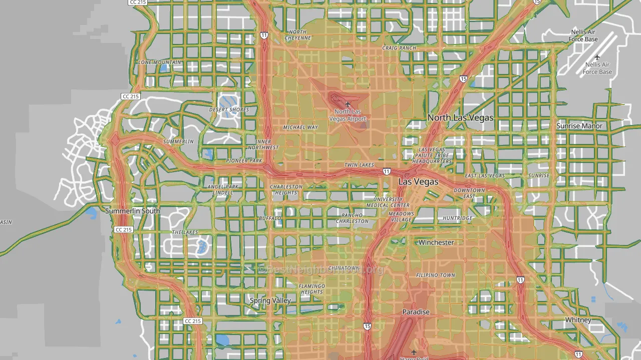 Las Vegas, NV Map of Noise Levels in Las Vegas