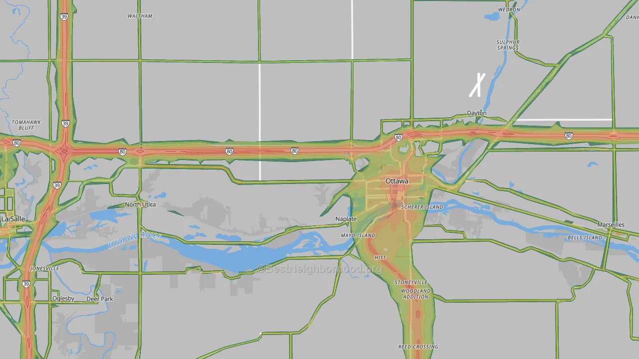 LaSalle County, IL Map of Noise Levels in LaSalle County