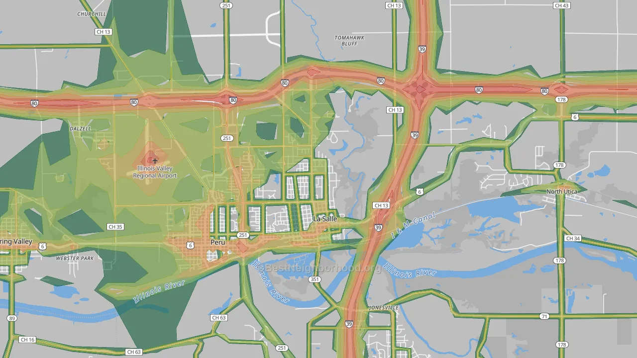 Lasalle, IL Map of Noise Levels in Lasalle