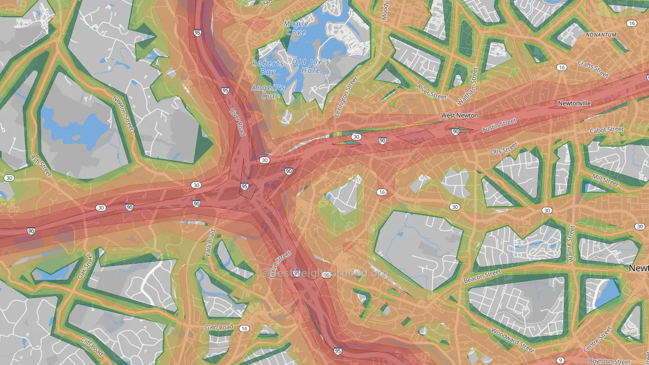 Lasell Village, Auburndale, MA Map of Noise Levels in Lasell Village