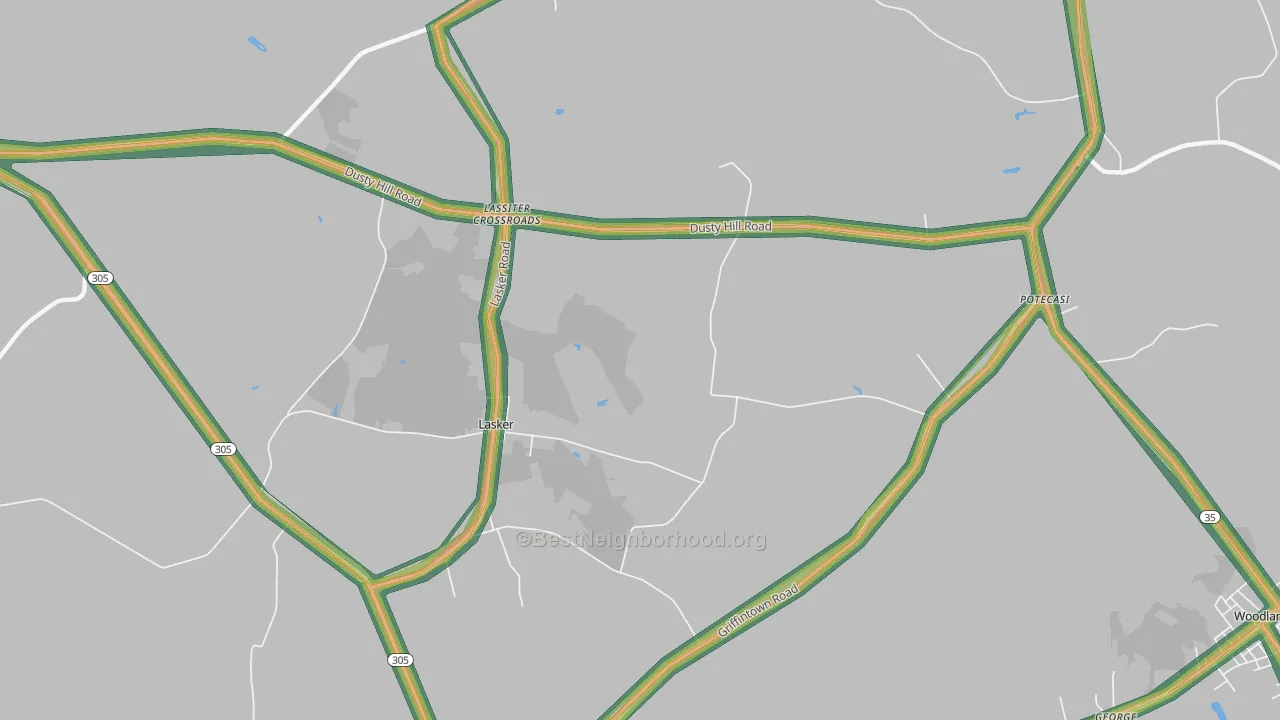 Lasker, NC Map of Noise Levels in Lasker