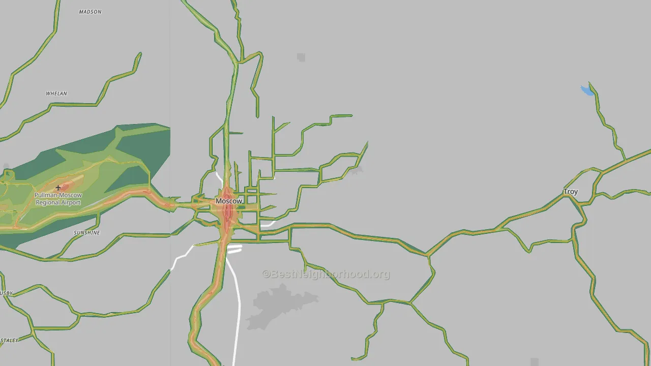 Latah County, ID Map of Noise Levels in Latah County