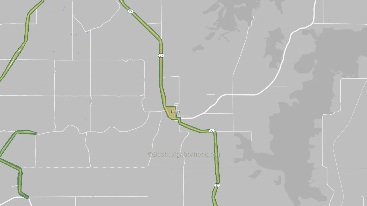 Latah, WA Map of Noise Levels in Latah