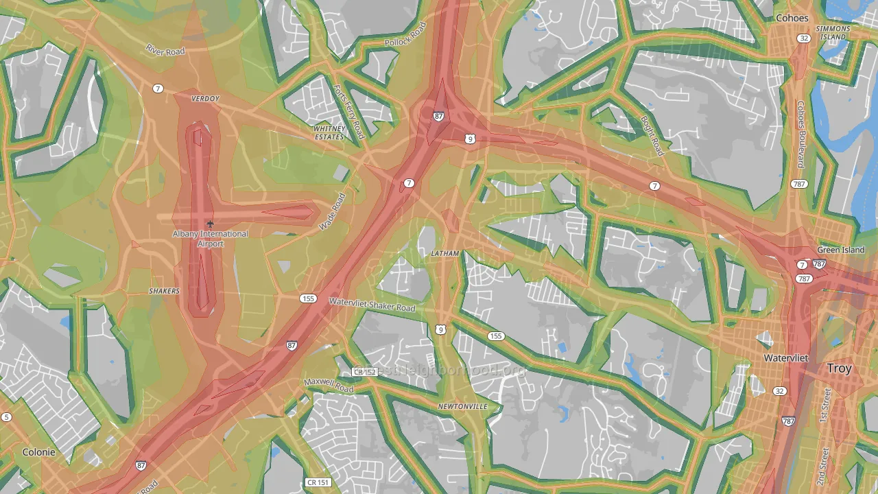 Latham, NY Map of Noise Levels in Latham
