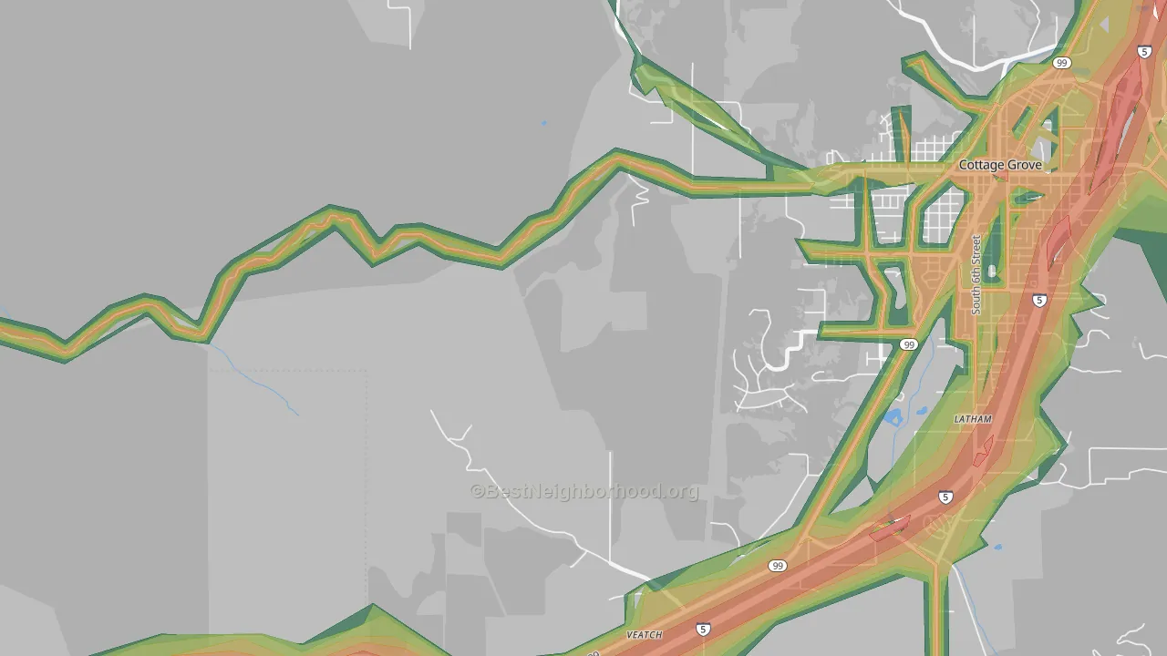Latham, OR Map of Noise Levels in Latham