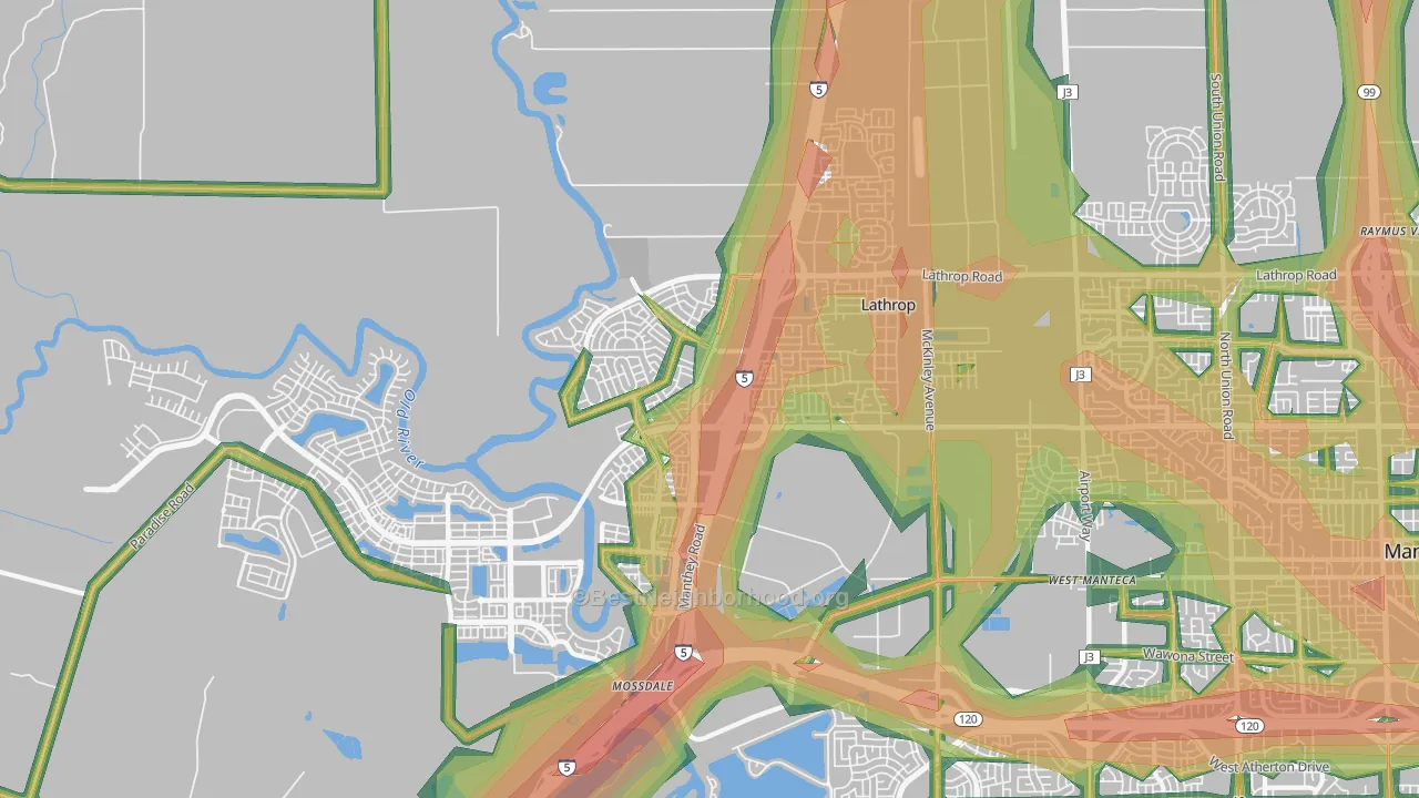 Lathrop, CA Map of Noise Levels in Lathrop