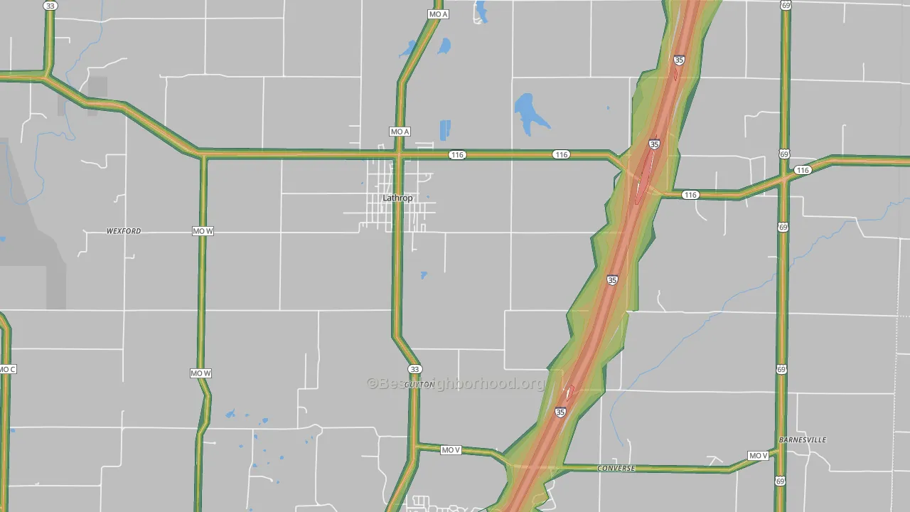 Lathrop, MO Map of Noise Levels in Lathrop