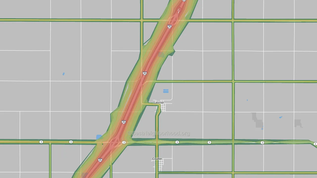 Latimer, IA Map of Noise Levels in Latimer