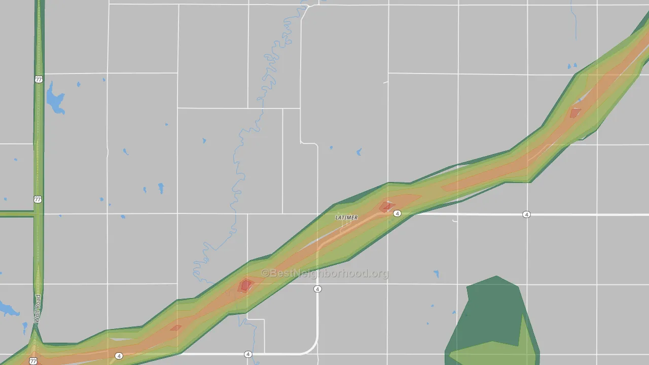 Latimer, KS Map of Noise Levels in Latimer