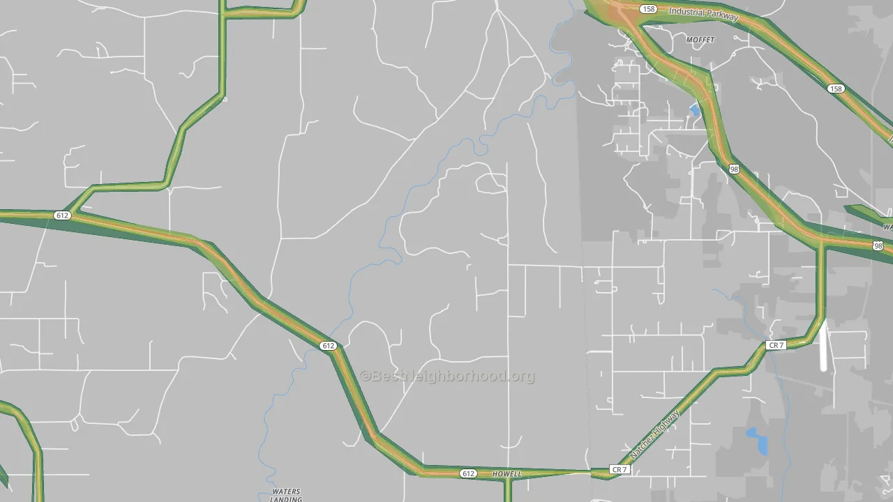 Latonia, MS Map of Noise Levels in Latonia