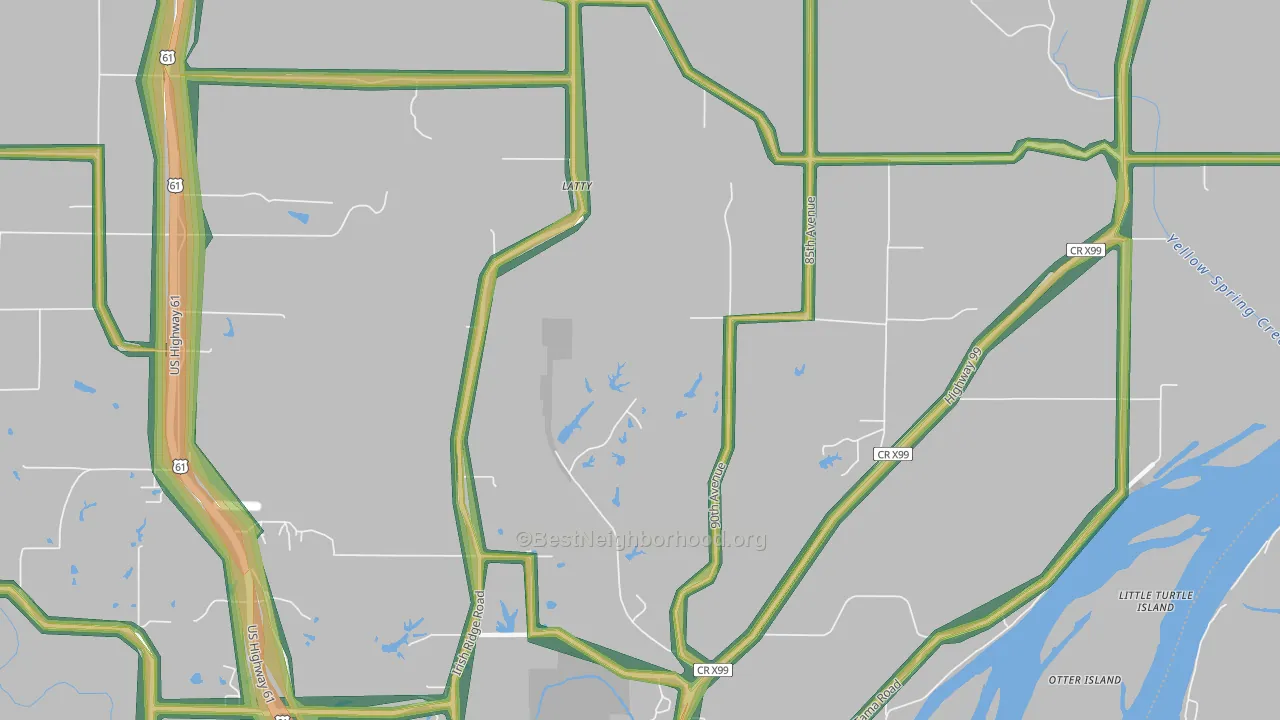 Latty, IA Map of Noise Levels in Latty