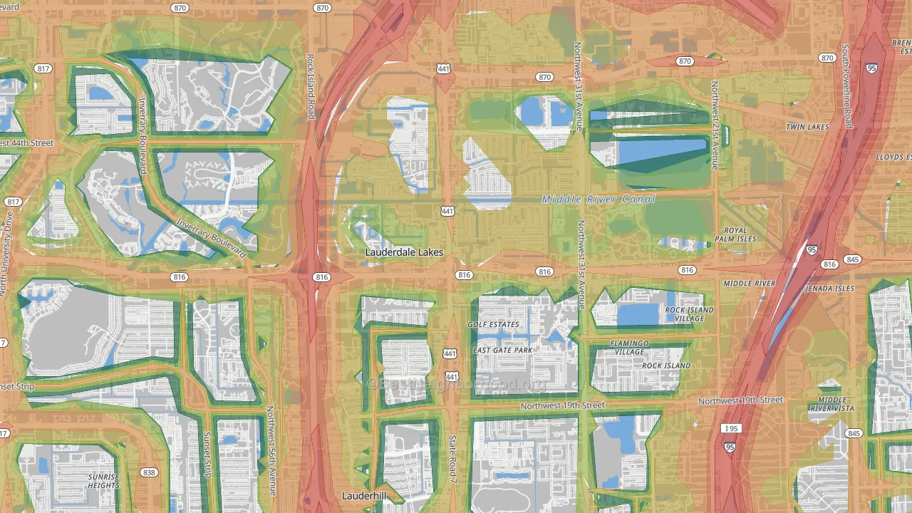 Lauderdale Lakes, FL Map of Noise Levels in Lauderdale Lakes