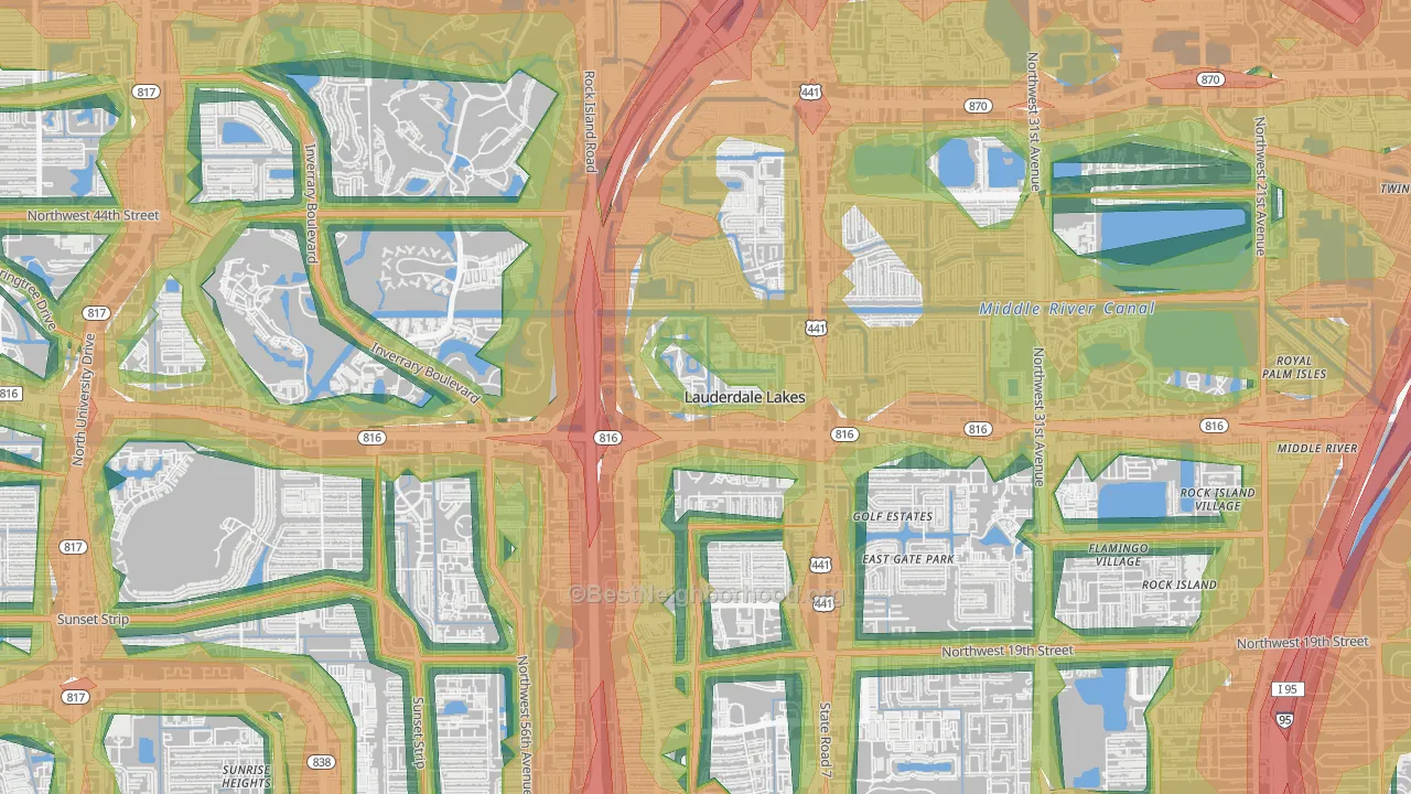 Lauderdale Lakes West Gate, Lauderdale Lakes, FL Map of Noise Levels in Lauderdale Lakes West Gate