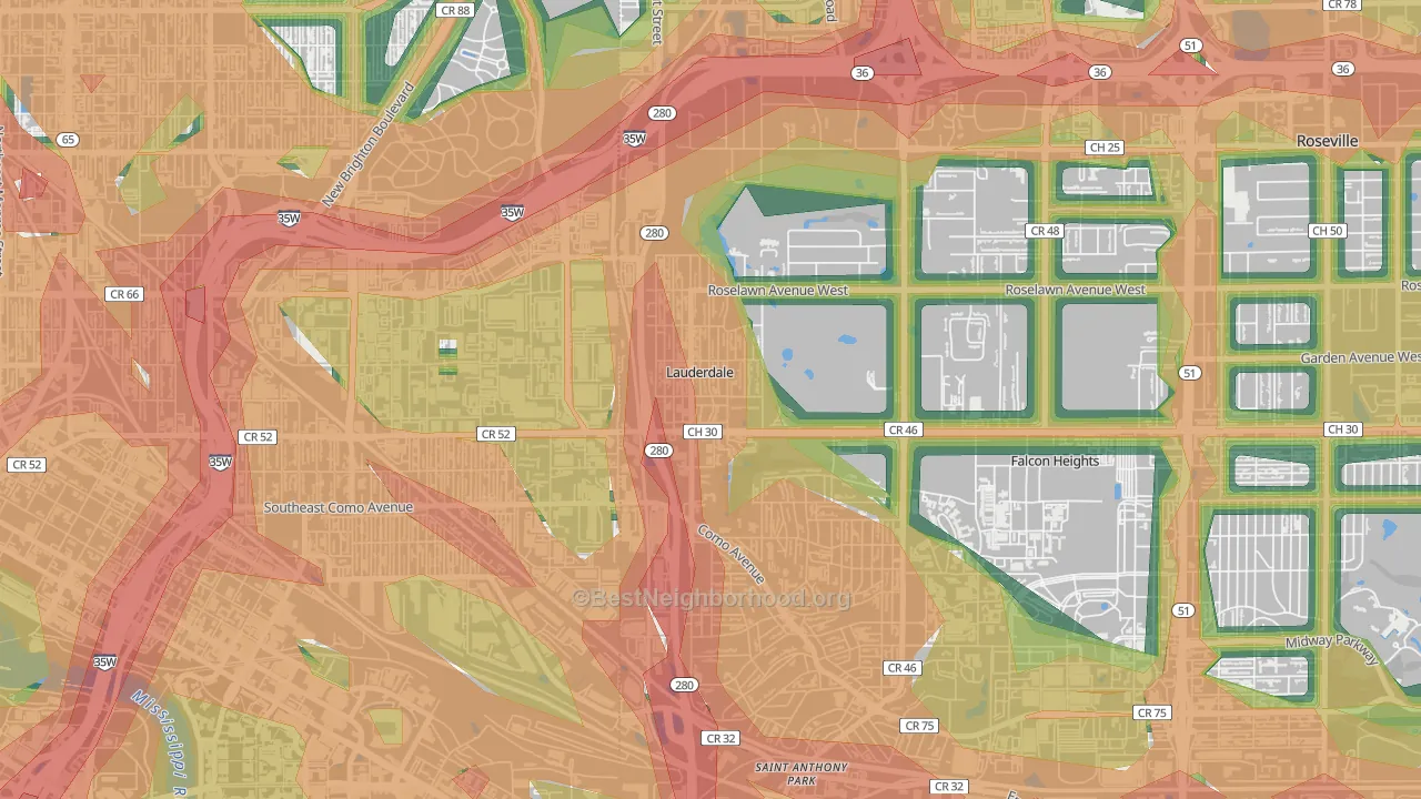 Lauderdale, MN Map of Noise Levels in Lauderdale