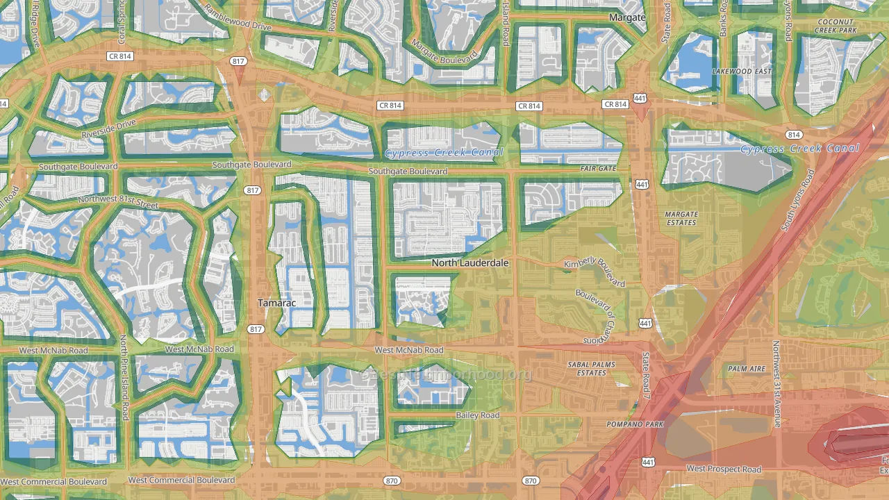 Lauderdale North Park, North Lauderdale, FL Map of Noise Levels in Lauderdale North Park