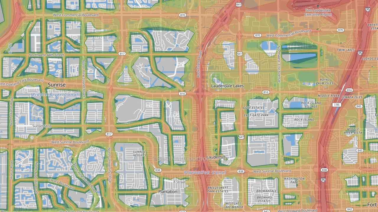 Lauderhill, FL Map of Noise Levels in Lauderhill
