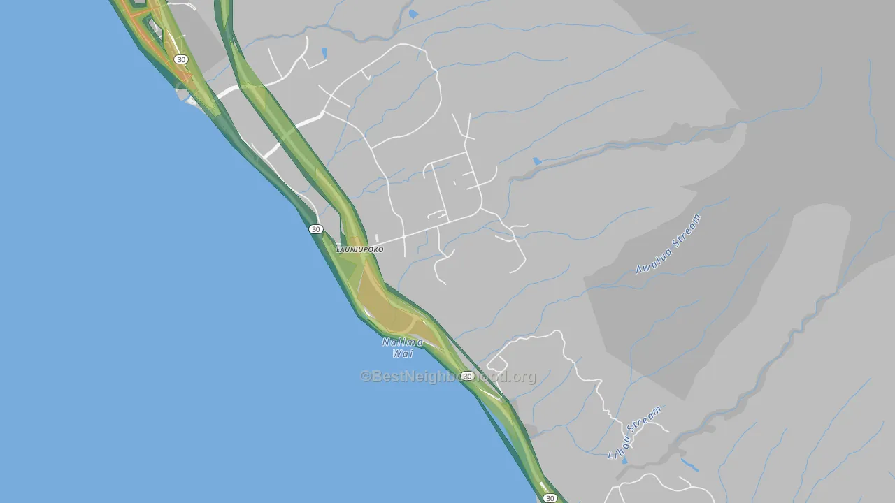 Launiupoko, HI Map of Noise Levels in Launiupoko