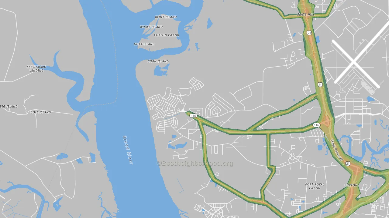 Laurel Bay, SC Map of Noise Levels in Laurel Bay