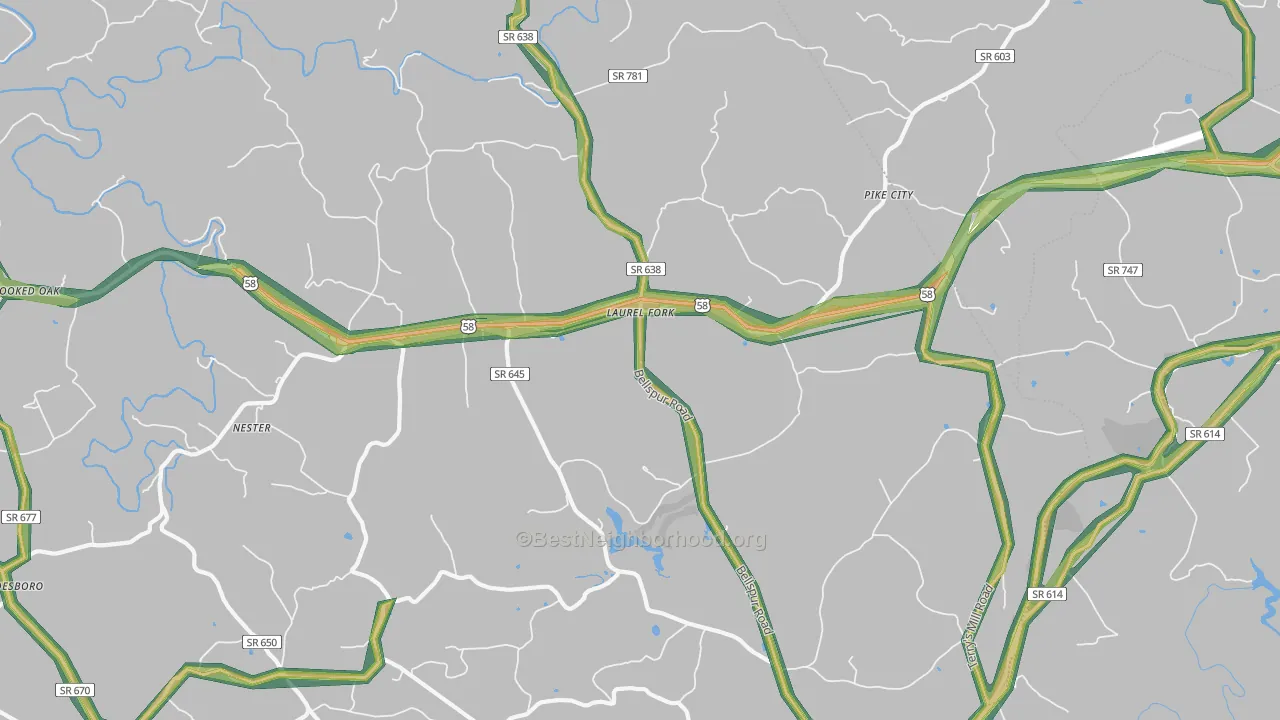Laurel Fork, VA Map of Noise Levels in Laurel Fork