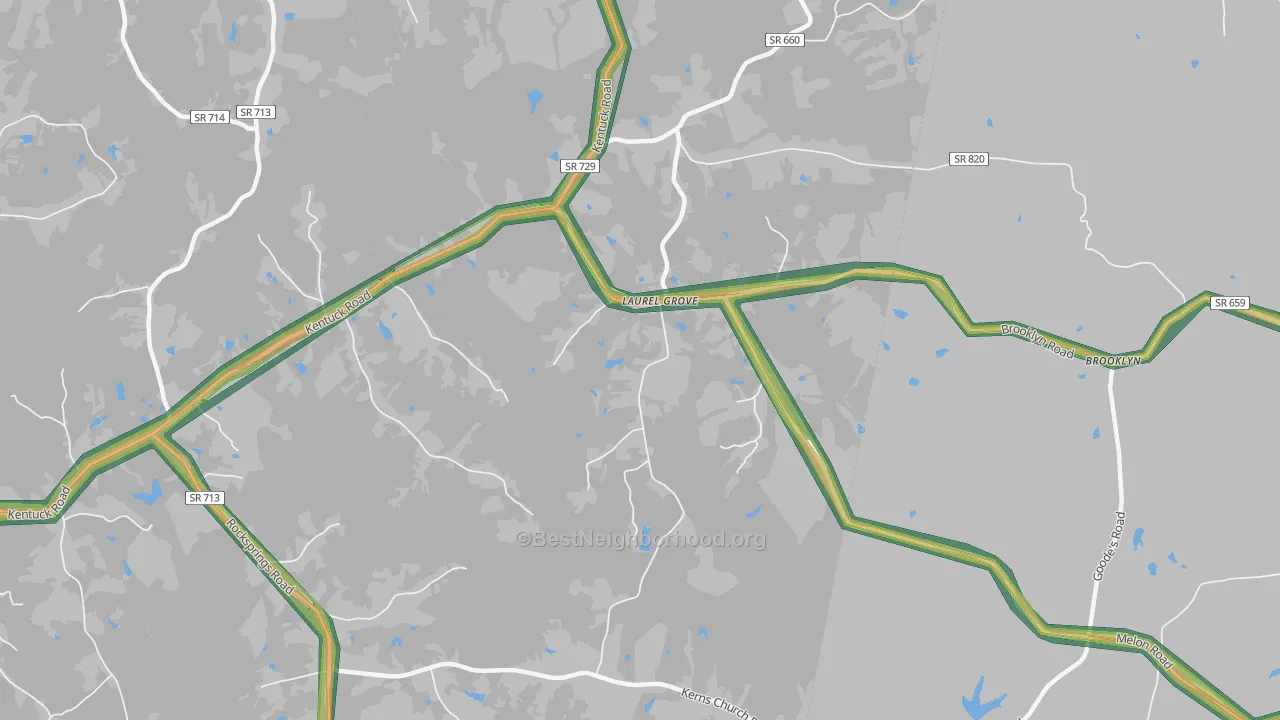 Laurel Grove, VA Map of Noise Levels in Laurel Grove