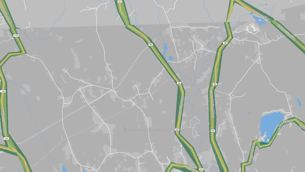 Laurel Hill, RI Map of Noise Levels in Laurel Hill