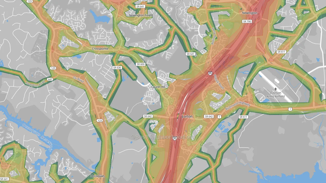 Laurel Hill, VA Map of Noise Levels in Laurel Hill