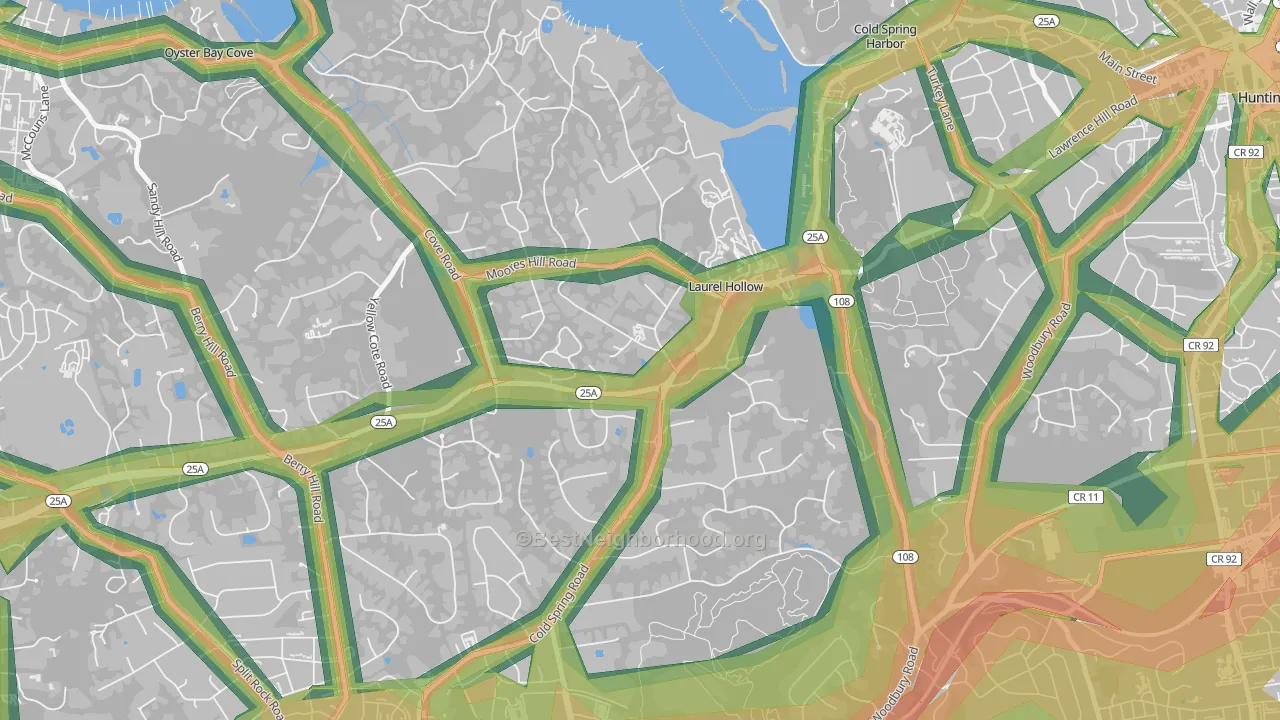 Laurel Hollow, NY Map of Noise Levels in Laurel Hollow