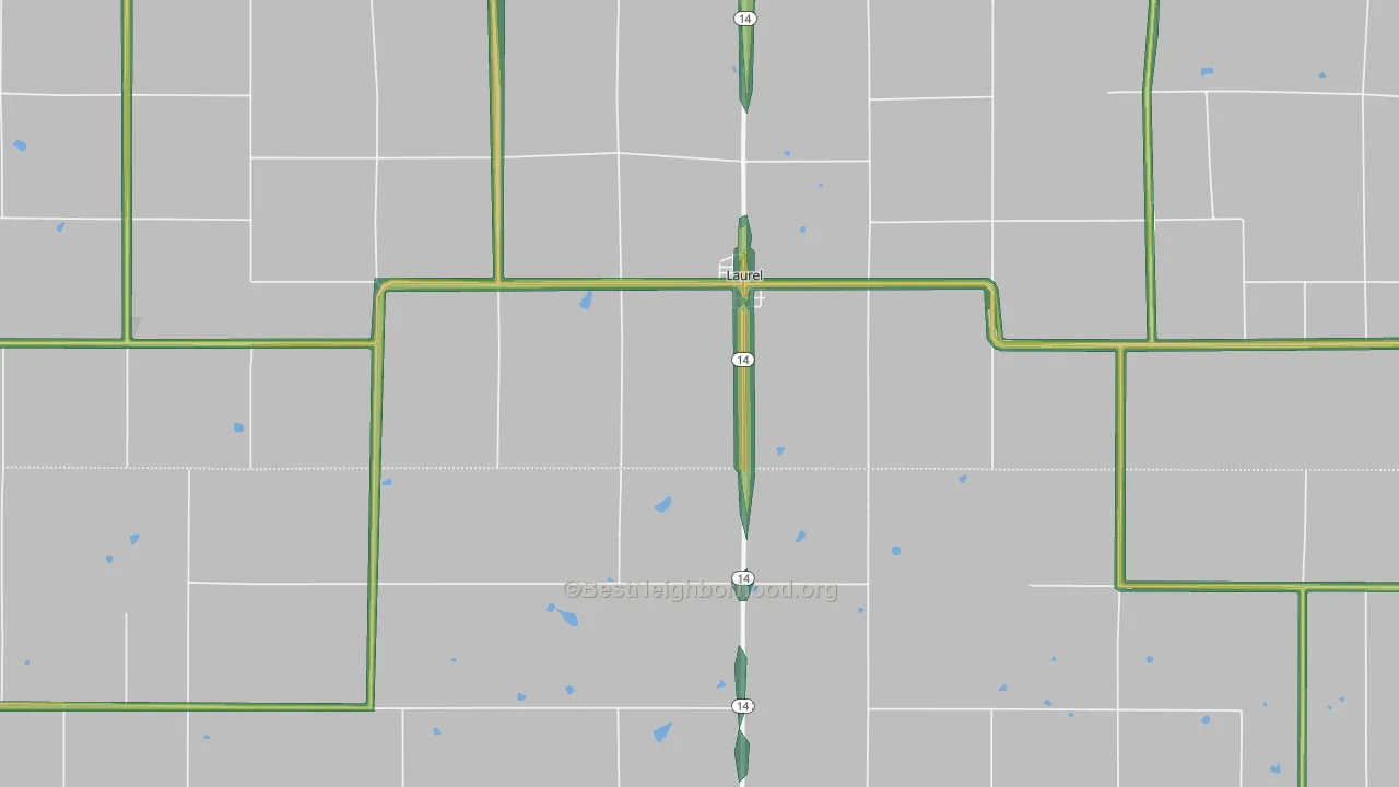 Laurel, IA Map of Noise Levels in Laurel